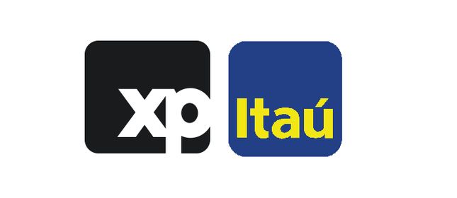 A imagem mostra as logos da XP Investimentos à esquerda e, à direita, a do banco Itaú.